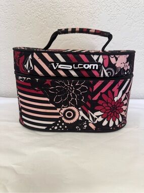 Volcom Pink Floral Travel Cosmetic Case